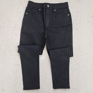 Express High Rise Black Sparkle Glitter Pants Women's Size 6S 6 Short Tapered